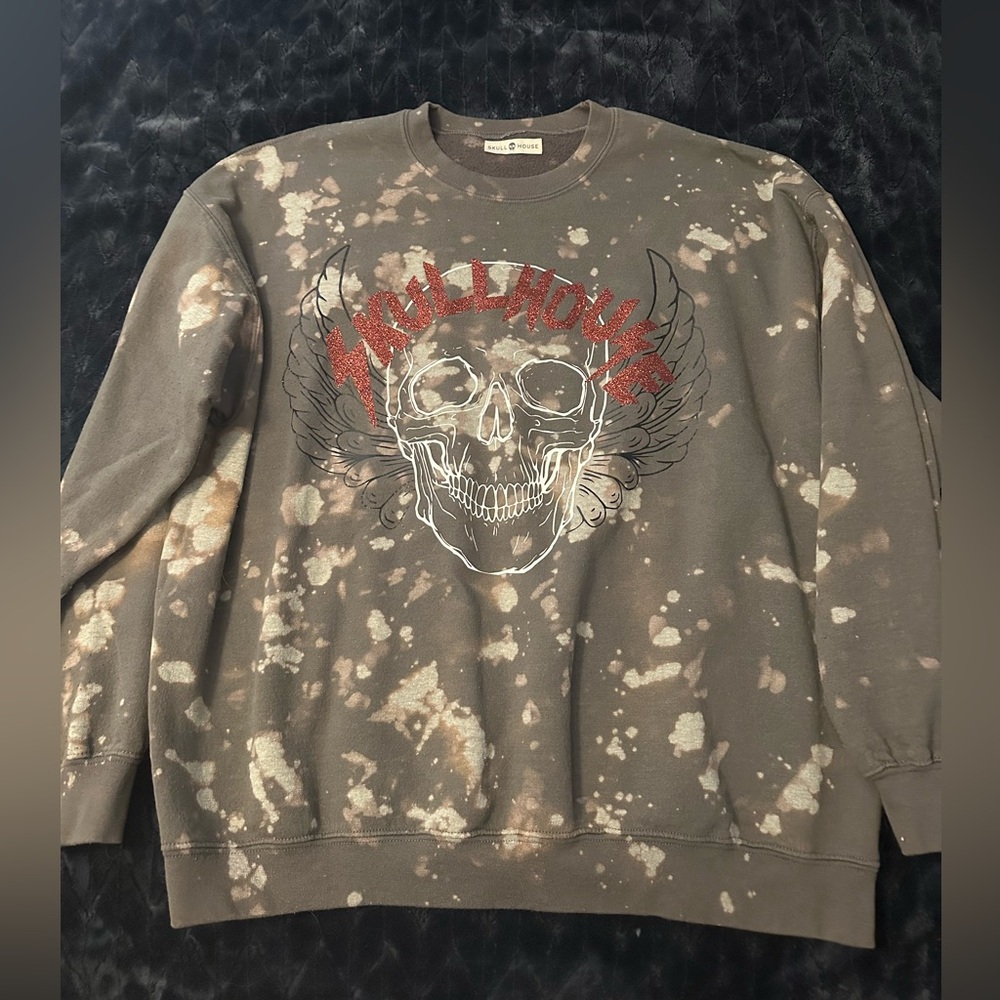 Skull House Designs Skull Angel Sweater in Charcoal